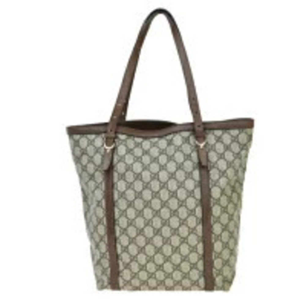 Gucci Tote Bag Shoulder Handbag GG Brown Leather